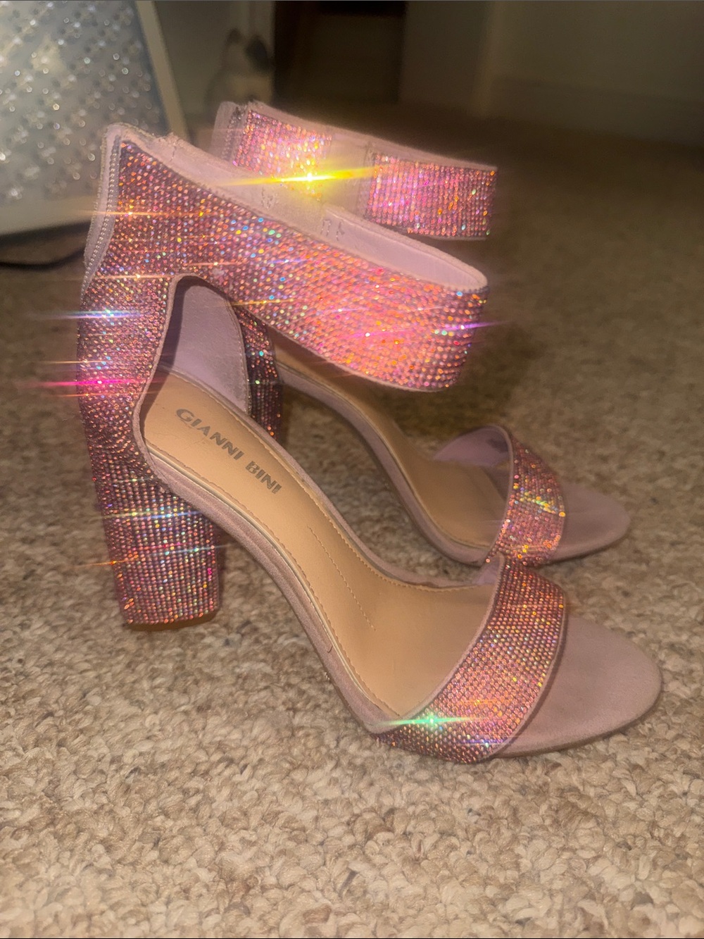 Gianni Bini Rose Pink Rhinestone heels 8